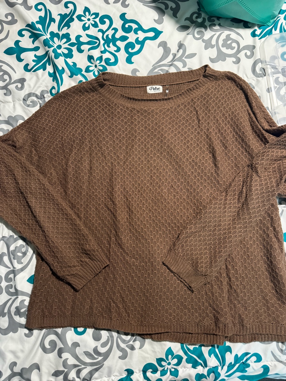 Pulse Boutique Brown Textured Crewneck Sweater XL